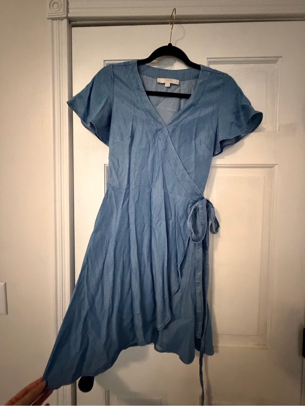 LOFT Light Blue Chambray Wrap Dress